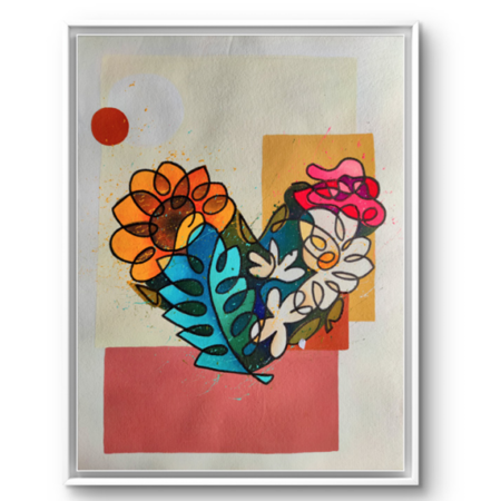Natural Love I – Corazón Floral en Papel Hecho a Mano